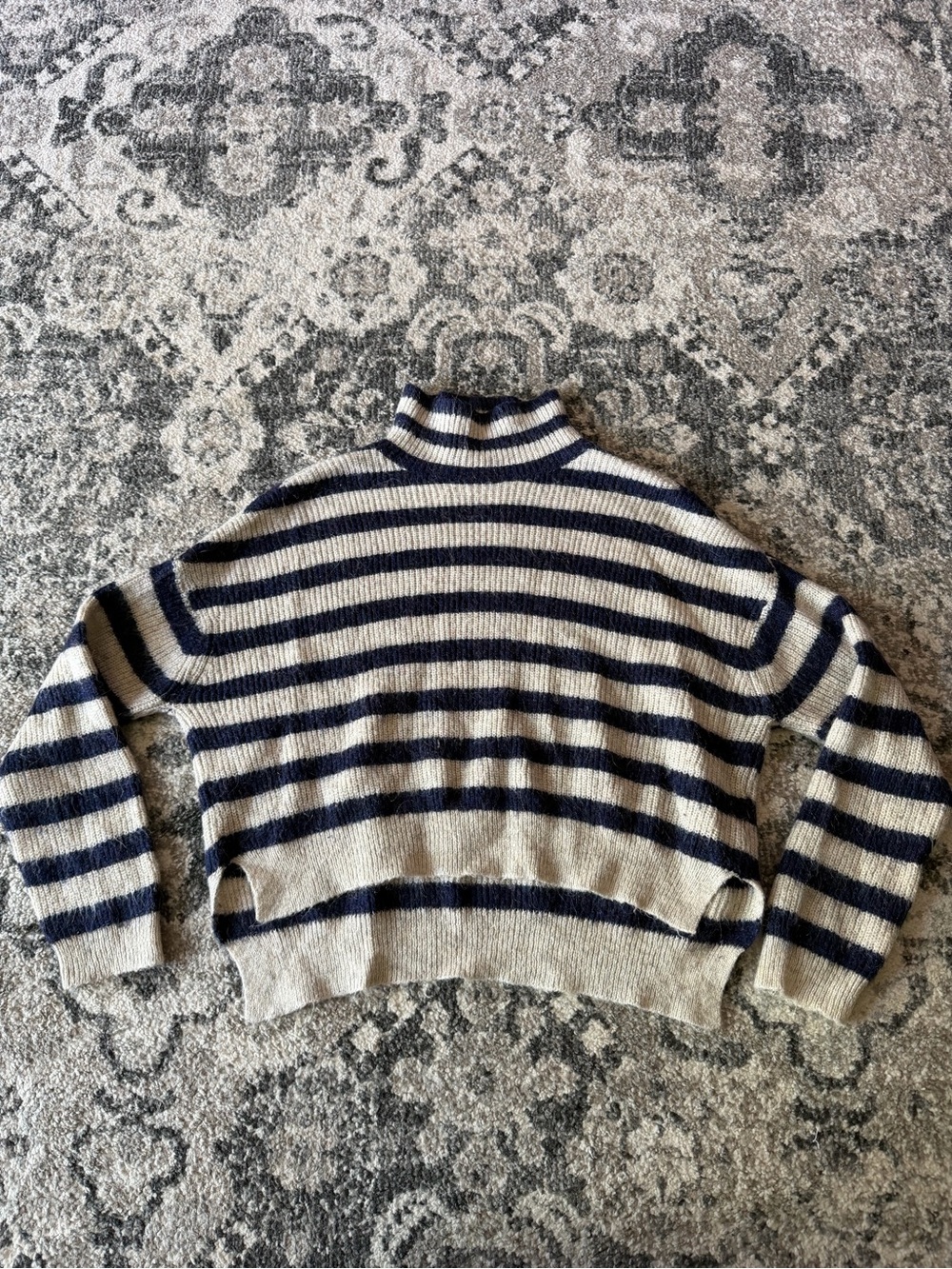 Cream and Navy Blue Zara turtleneck sweater